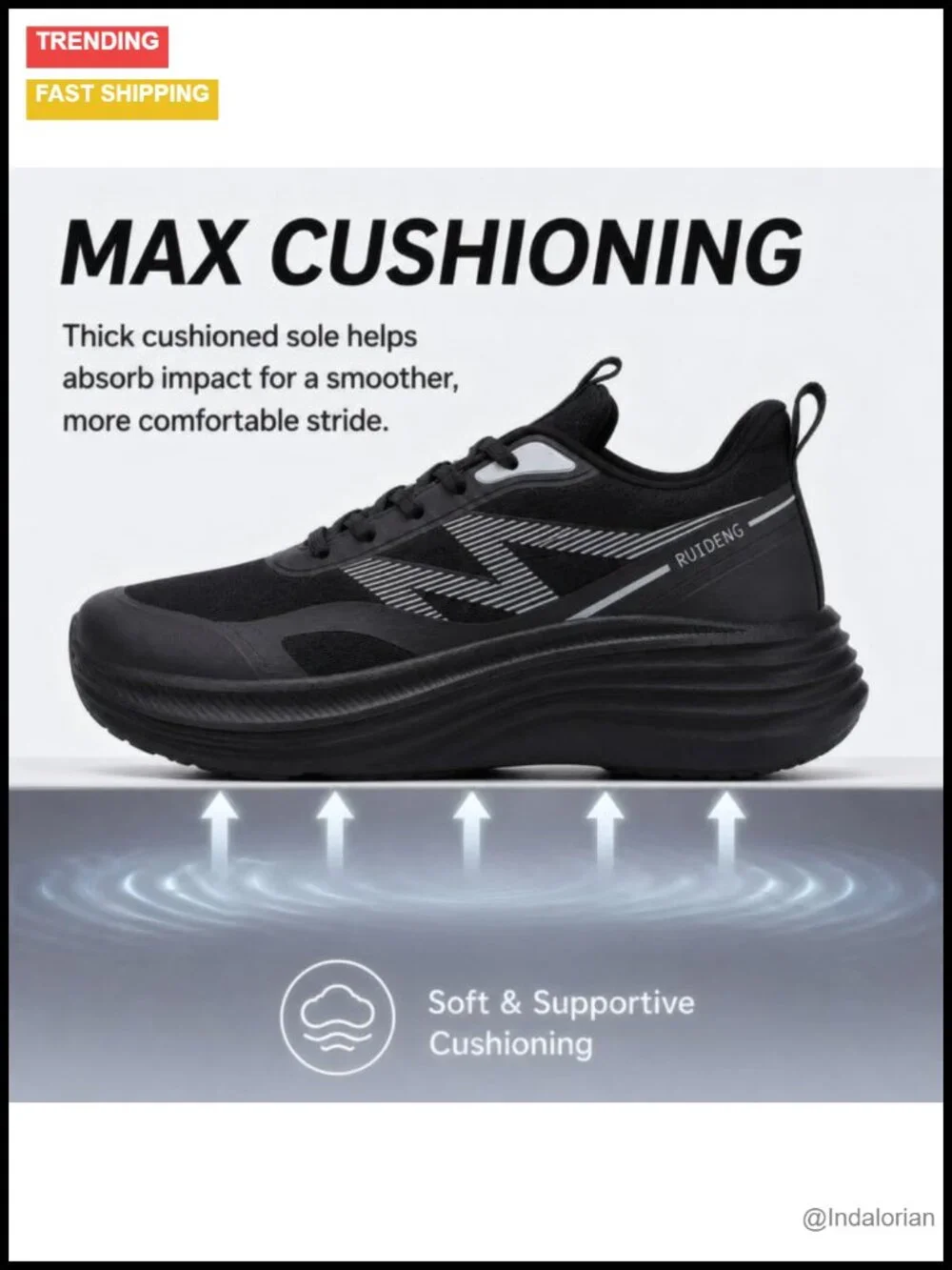 Men's Wide Toe Box Mesh Walking Shoes with Thick Cushioned Sole
